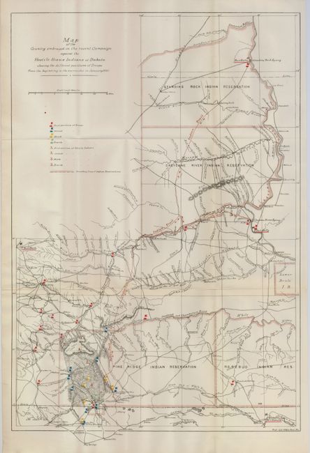 Map of the Country Embraced in the Recent Campaign against the Hostile Sioux Indians of Dakota Showing the Different Positions of Troops from the Beginning to the Surrender in January, 1891
