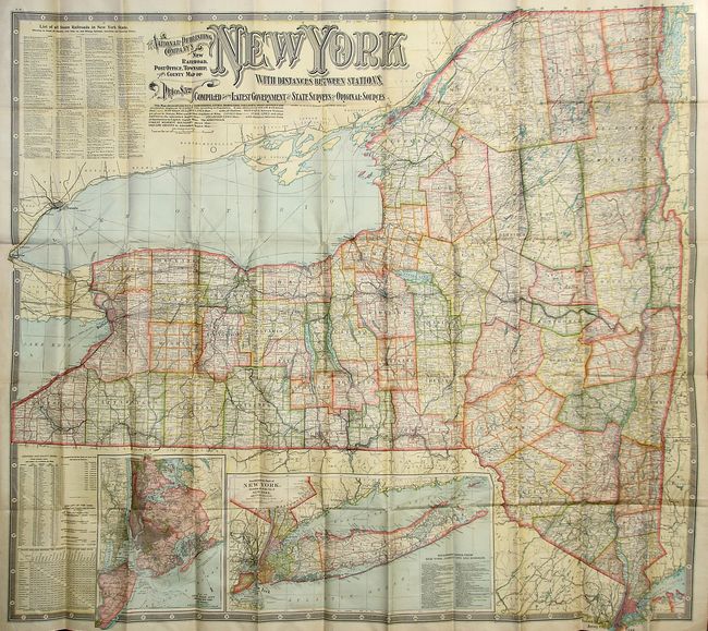 The National Publishing Company's New Railroad, Post Office, Township and County Map of New York with Distances between Stations