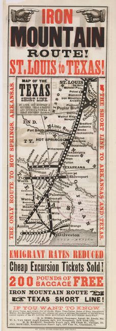 Iron Mountain Route!  St. Louis to Texas!  Map of the Texas Short Line [Broadside]