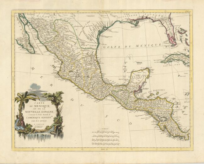 Carte du Mexique, et de la Nouvelle Espagne, Contenant la Partie Australe de l'Amerique Septentle. Par Mr. D'Anville