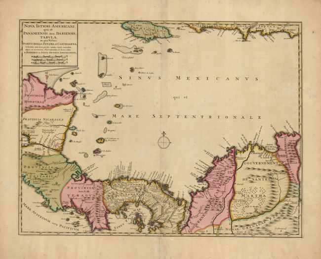 Nova Isthmi Americani, qui et Panamiensis item Dariensis, Tabula in qua Urbes Porto Bello, Panama et Carthagena