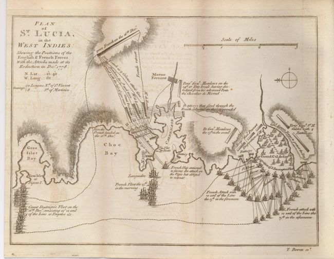 Plan of St. Lucia in the West Indies: Shewing the Positions of the English & French Forces with the Attacks made at its Reduction in Dec. 1778