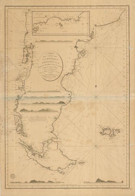 Carte des Cotes de l'Amerique Meridionale depuis le Parallele  5630' Late. Sud jusqu'au Cap de Horn Levee en 1789, 1790 &c.
