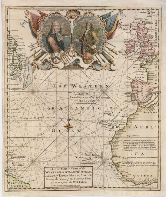 A New Map or Chart of the Western or Atlantic Ocean, with part of Europe Africa & America: Shewing the Course of the Galleons, Flota &c. to and from the West Indies