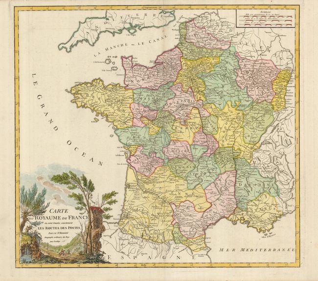 Carte du Royaume de France ou sont Tracees Exactement les Routes des Postes