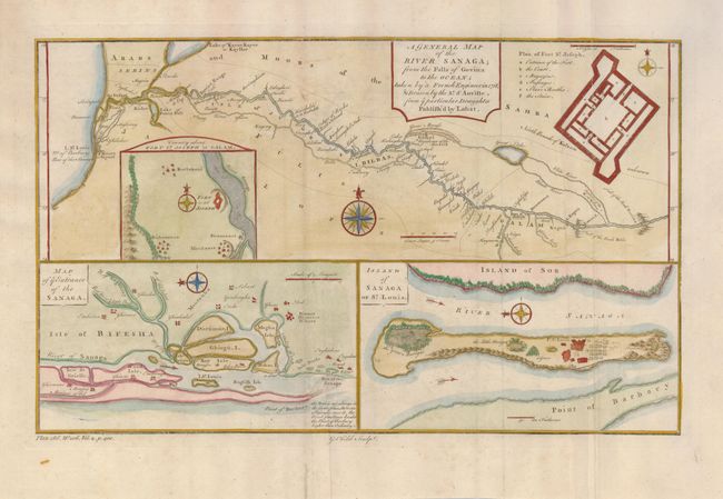 A General Map of the River Sanaga; from the Falls of Govina to the Ocean; taken by a French Engineer in 1718  [on sheet with] Map of ye Entrance of the Sanaga [and] Island of Sanaga or St. Louis