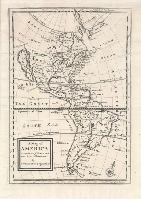 A Map of America.  According to ye Newest and Most Exact Observations