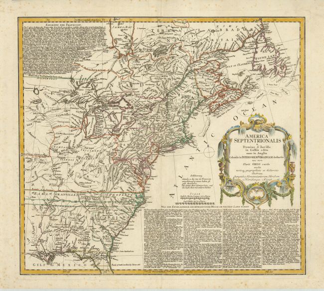 America Septentrionalis a Domino d' Anville in Galliis edita nunc in Anglia Coloniis in Interiorem Virginiam deductis nec non Fluvii Ohio cursu