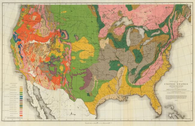 Geological Map of the United States and Part of Canada Compiled by C.H. Hitchcock for the American Institute of Mining Engineers to Illustrate the Schemes of Coloration and Nomenclature Recommended by the International Geological Congress