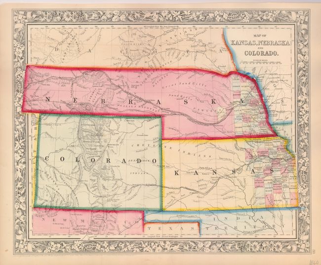 Map of Kansas, Nebraska and Colorado