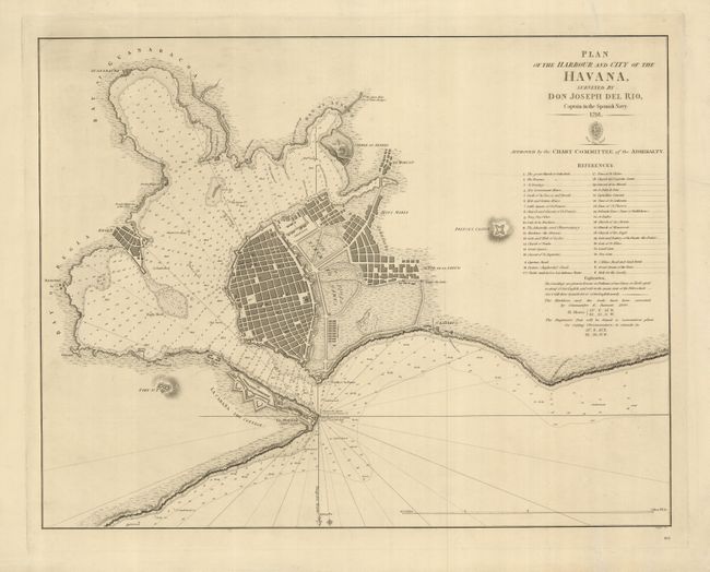 Plan of the Harbour and City of the Havana, Surveyed by Don Joseph del Rio, Captain in the Spanish Navy