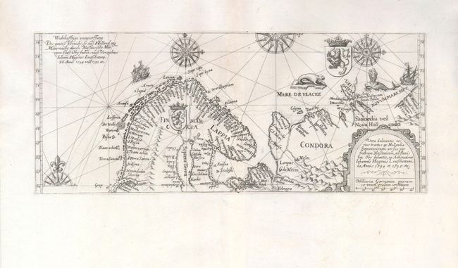 Vera Delineatio Totius Tractus ex Hollandia Septentrionem versus per Fretrum Nassovicum, ad Fluvium Oby Ducentes, ex Annotatione Iohannis Hugouis Lintschottani, de Annis 1594 et 1595