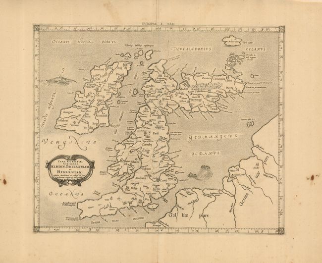 Tab. I. Europae Continens Albion, Britanniam, et Hiberniam