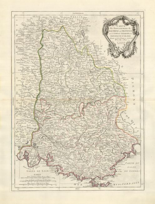 Carte des Gouvernements de Dauphine et de Provence avec le Comtat Venaissin et la Principaute d'Orange