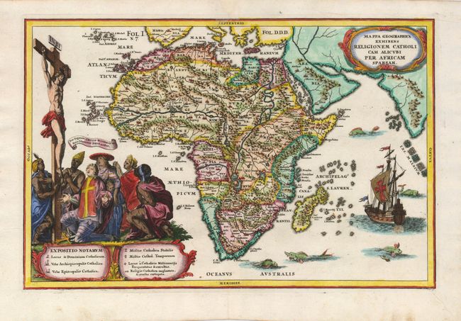 Mappa Geographica Exhibens Religionem Catholicam Alicubi per Africam Sparsam