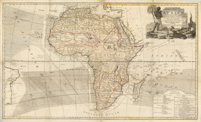 A New Map of Africa wherein are particularly express'd the European Forts and Settlements.  Drawn from the most approved Geographers, with great Improvements from the Sieurs D'Anville & Robert.