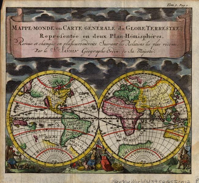 Mappe-Monde ou Carte Generale du Globe Terrestre, Representee en deux Plan-HemispheresPar le Sr. Sanson