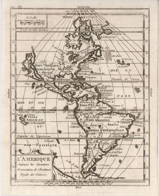 L'Amerique Suivant les Dernieres Observations de l'Academie Royale des Sciences