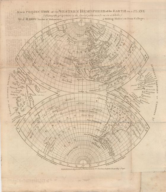 A New Projection of the Western Hemisphere of the Earth on a Plane (shewing the proportions of its several parts nearly as on a Globe)