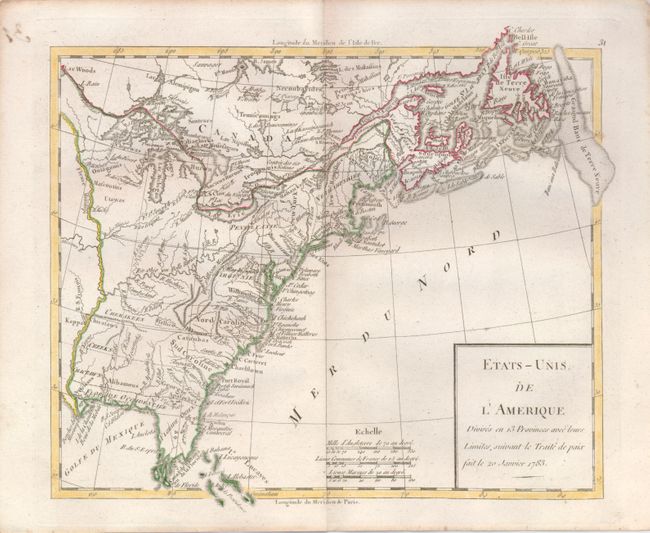 Etats-Unis de l'Amerique Divises en 13 Provinces avec leurs Limites, suivant le Traite de Paix fait le 20 Janvier 1783