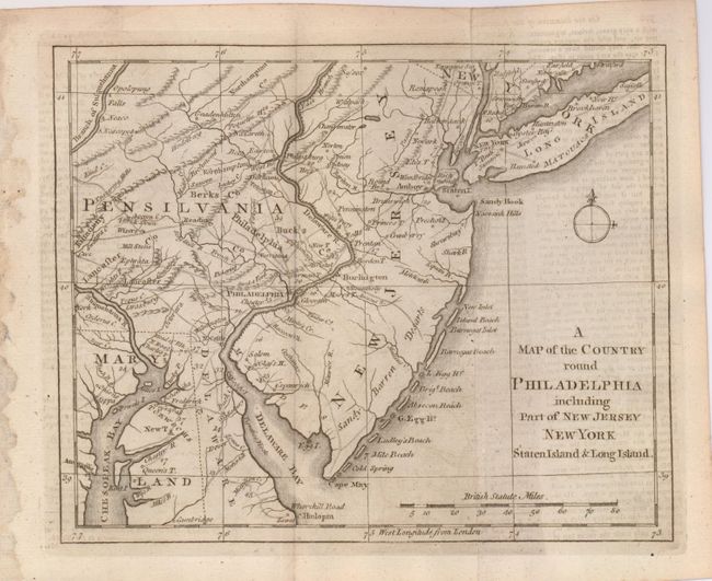 A Map of the Country round Philadelphia including Part of New Jersey, New York, Staten Island & Long Island.