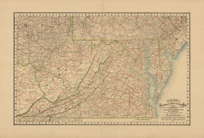 Cram's Railroad & Township Map of Virginia, W. Virginia, Maryland & Delaware