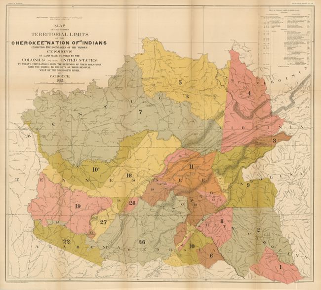 Map of the Former Territorial Limits of the Cherokee Nation of Indians Exhibiting the Boundaries of the Various Cessions of Land