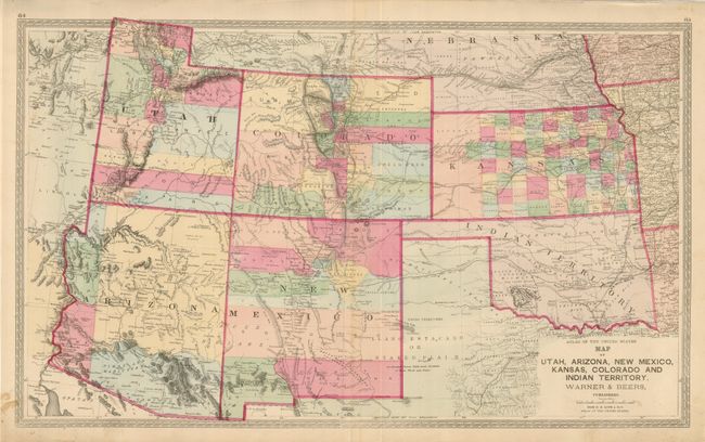 Map of Utah, Arizona, New Mexico, Kansas, Colorado and Indian Territory
