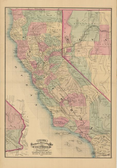 Cram's Railroad & Township Map of California