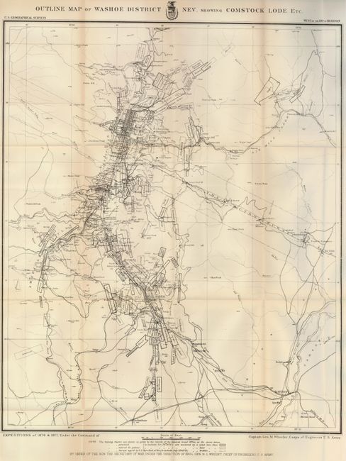 Outline Map of Washoe District Nev. Showing Comstock Lode Etc.