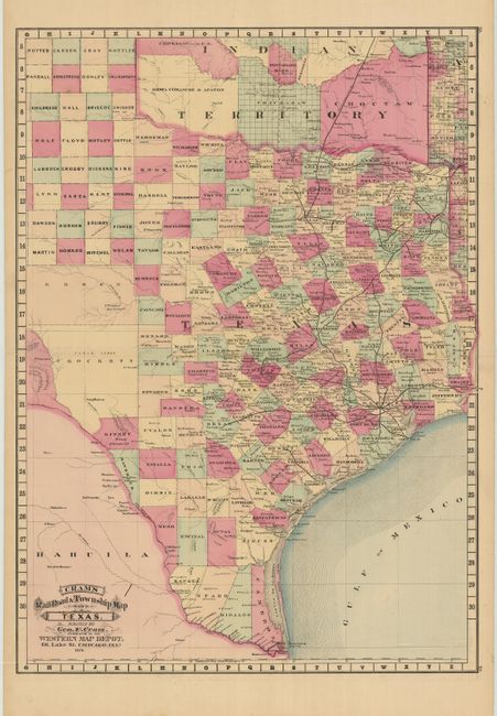 Cram's Railroad & Township Map of Texas