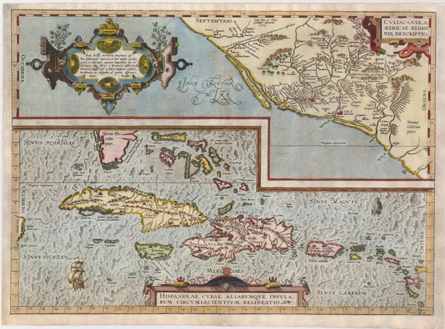 Culiacanae, Americae Regionis Descriptio [on sheet with] Hispanoliae, Cubae, Aliarumque Insularum Circumiacientium, Delineato