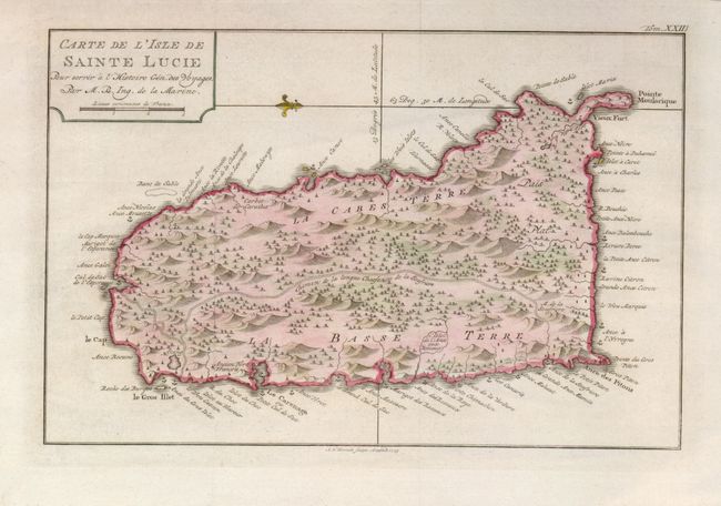 Carte de l'Isle de Sainte Lucie pour servir a l' Histoire Generale des Voyages