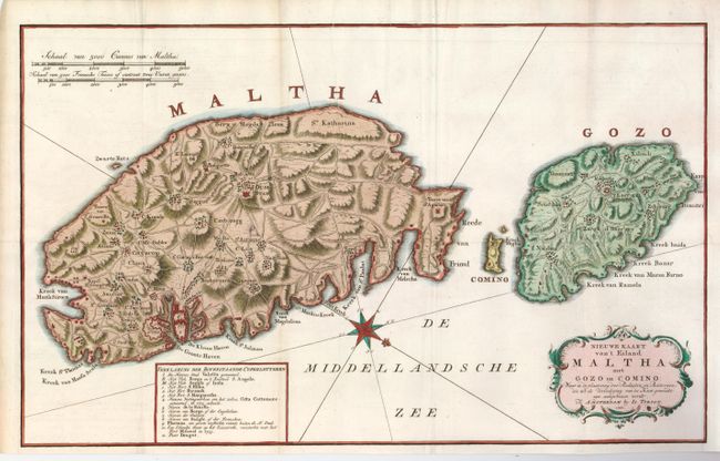 Nieuwe Kaart van't Eiland Maltha met Gozo en Comino