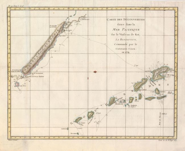 Carte des Decouvertes faites dans la Mer Pacifique sur la Vaisseau de Roi, La Resolution, Commande par le Capitaine Cook en 1774