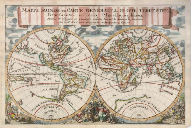 Mappe-Monde ou Carte generale dy Globe Terrestre, Representee en Deux Plan-Hemispheres [in set with]  Americque Septentrionale [and] Amerique Meridionale [and] L'Asie [and] Afrique [and]  Europe