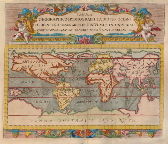 Tabula Geographico-Hydrographica Motus Oceani Currentes, Abyssos, Montes Igniuomos in Universo