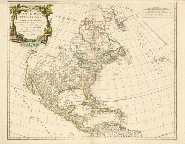 Amerique Septentrionale, dressee, sur les Relations les plus modernes des Voyageurs et Navigateurs, et divisee suivant les differentes possessions des Europeens