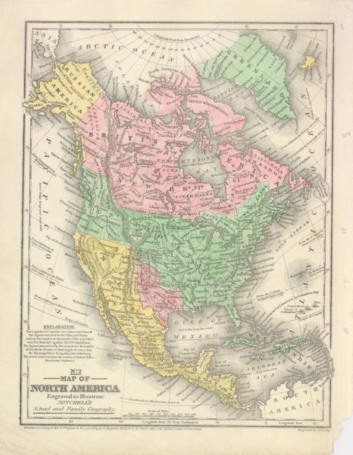 No. 3 Map of North America Engraved to Illustrate Mitchell's School and Family Geography