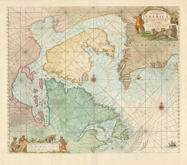 Pascaarte vande Noorder Zee custen van America, Vande West-hoeck van Ysland-doorde Straet Davis en Hudson, tot aen Terra Neuf