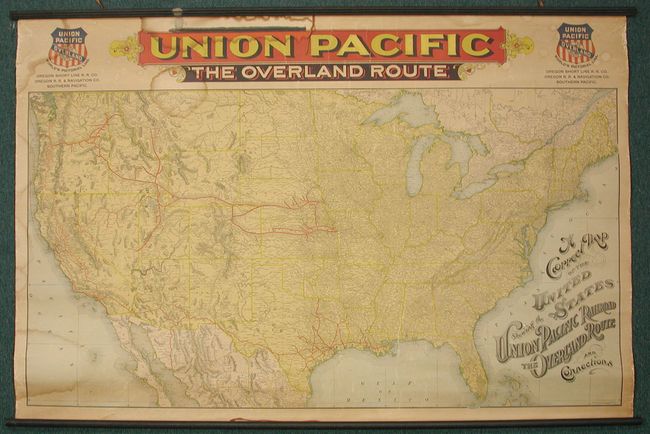 A Correct Map of the United States Showing the Union Pacific Railroad.  The Overland Route and Connections