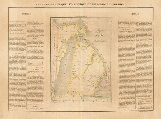 Carte Geographique, Statistique et Historique de Michigan / Territoire de Michigan