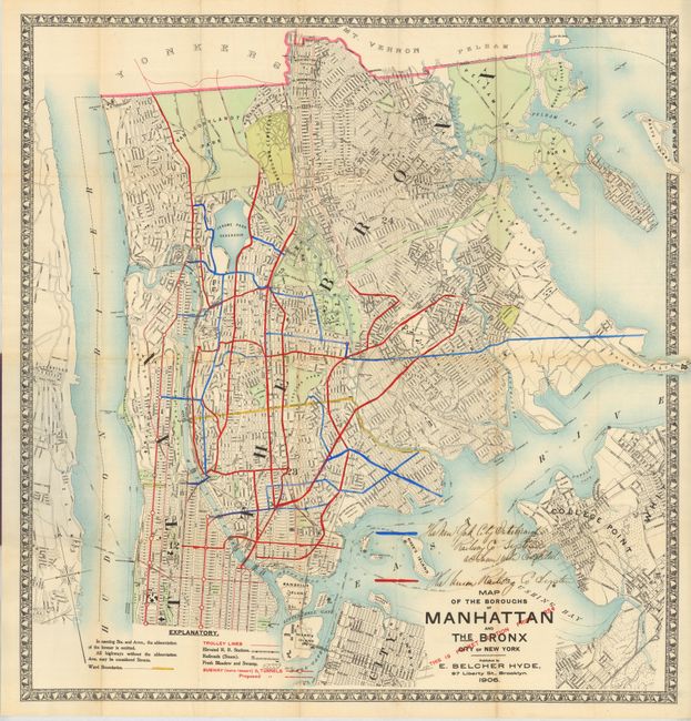 Hyde's Pocket Map of the Boroughs of Manhattan and the Bronx New York City