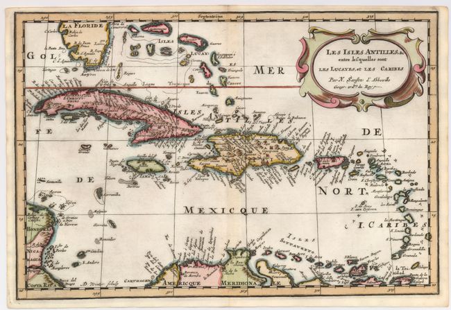 Les Isles Antilles, &c. Entre lesquelles sont les Lucayes, et les Caribes