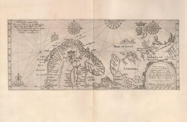 Vera Delineatio Totius Tractus ex Hollandia Septentrionem versus per Fretrum Nassovicum, ad Fluvium Oby Ducentes, ex Annotatione Iohannis Hugouis Lintschottani, de Annis 1594 et 1595