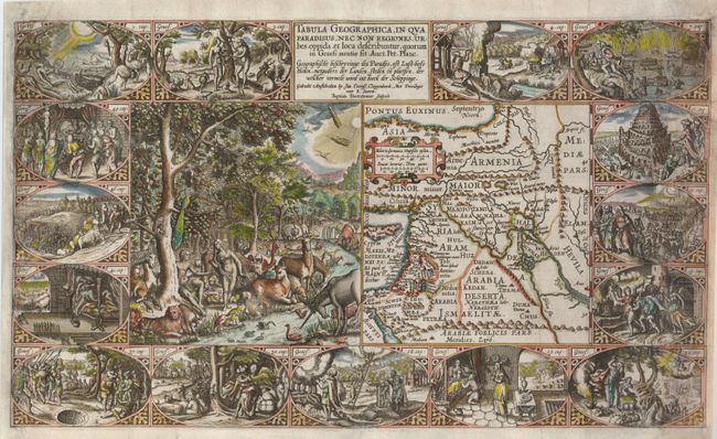 Tabula Geographica, In Qua Paradisus, nec non Regiones, Urbes, oppida, et loca describuntur: quorum in Genesi mentio fit: Auct. Pet. Planc.