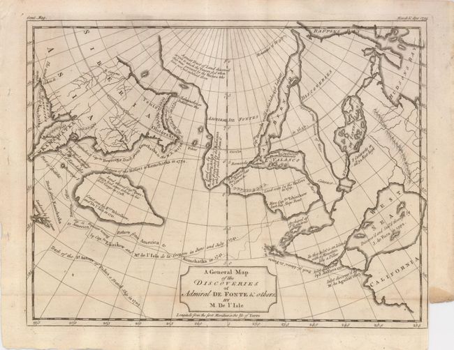 A General Map of the Discoveries of Admiral De Fonte & others, by M. De l'Isle