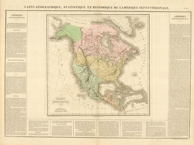 Carte Geographique, Statistique et Historique de l'Amerique Septentrionale / Amerique Septentrionale