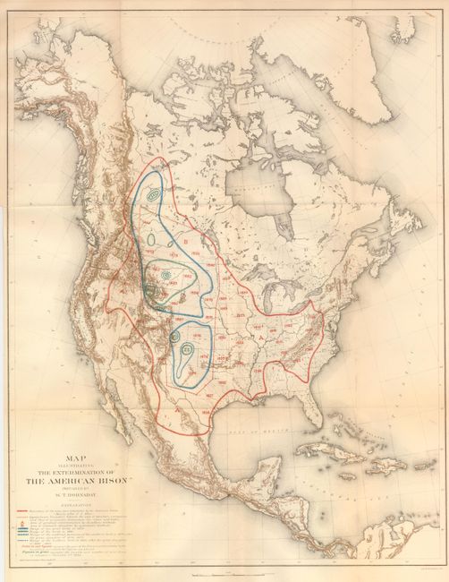 Map Illustrating the Extermination of the American Bison Prepared by W.T. Hornaday