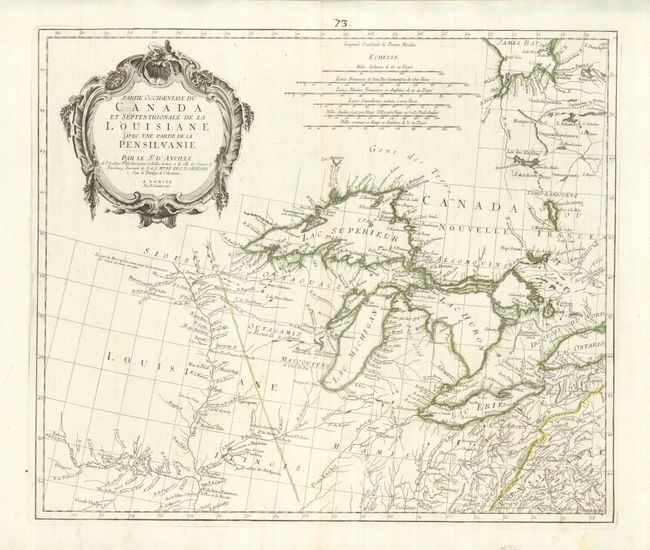 Partie Occidentale du Canada et Septentrionale de la Louisiane avec une Partie de la Pensilvanie par le Sr. d'Anville